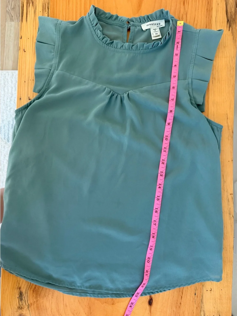 Monteau Sage Green Ruffle Sleeve Blouse - Picture 5 of 5